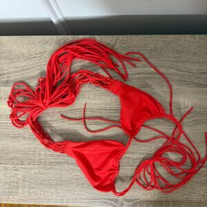MIKOH Waipahu Triangle Multi String Red Bikini Top Womens Medium